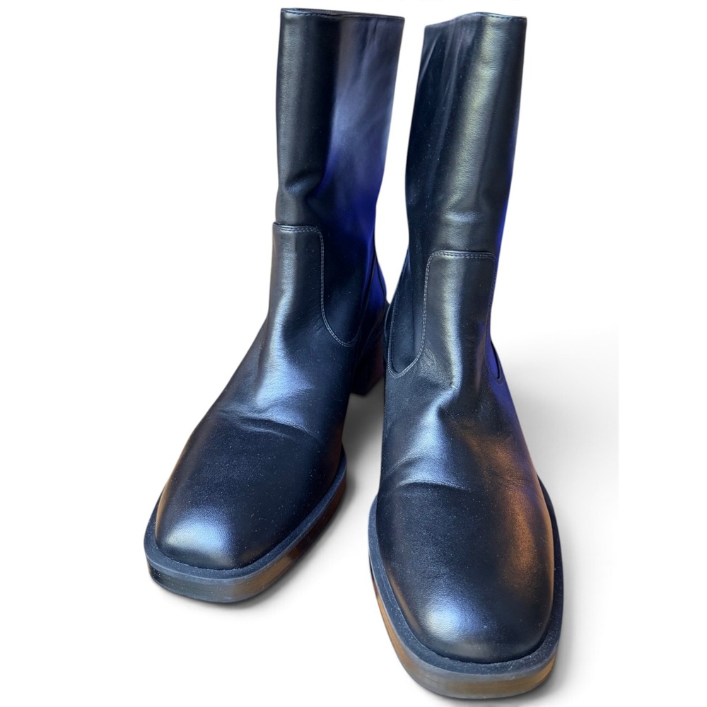 Stuart Weitzman Kaia Bootie Black Smooth Calf Leather Block Heel Boots 10B NIB